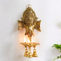 Metal Ganesha Wall Hanging Ganesh Diya with Three Bells for Home Decor, Gold Plated Metal Hanging Diyas Oil Lamp,