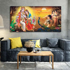 VIBECRAFTS Canvas Paintings for Living Room Drawing Room Canvas Wall Painting of Radhe Shyam in Forest for Homedecore|Office|Gift|Livingroom|Bedroom(PTVCH_2395)(48 x 24 Inches)