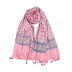 JAHAN TEXTILE Floral Printed Scarf for Women | Soft Lightweight Dupatta/Stole with Tassels | Elegant Ethnic & Casual Wear Wrap | Stylish Designer Shawl for All Seasons (Baby Pink)