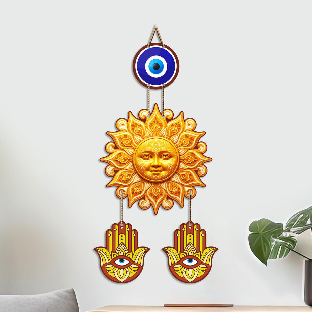 Artvibes Surya Dev Evil Eye Wall Hanging for Home Entrance Door Decor | Nazar Battu Protection Hanging for Living Room Bedroom Office | Vastu Positive Energy Decorative Gift (WH_85126N)