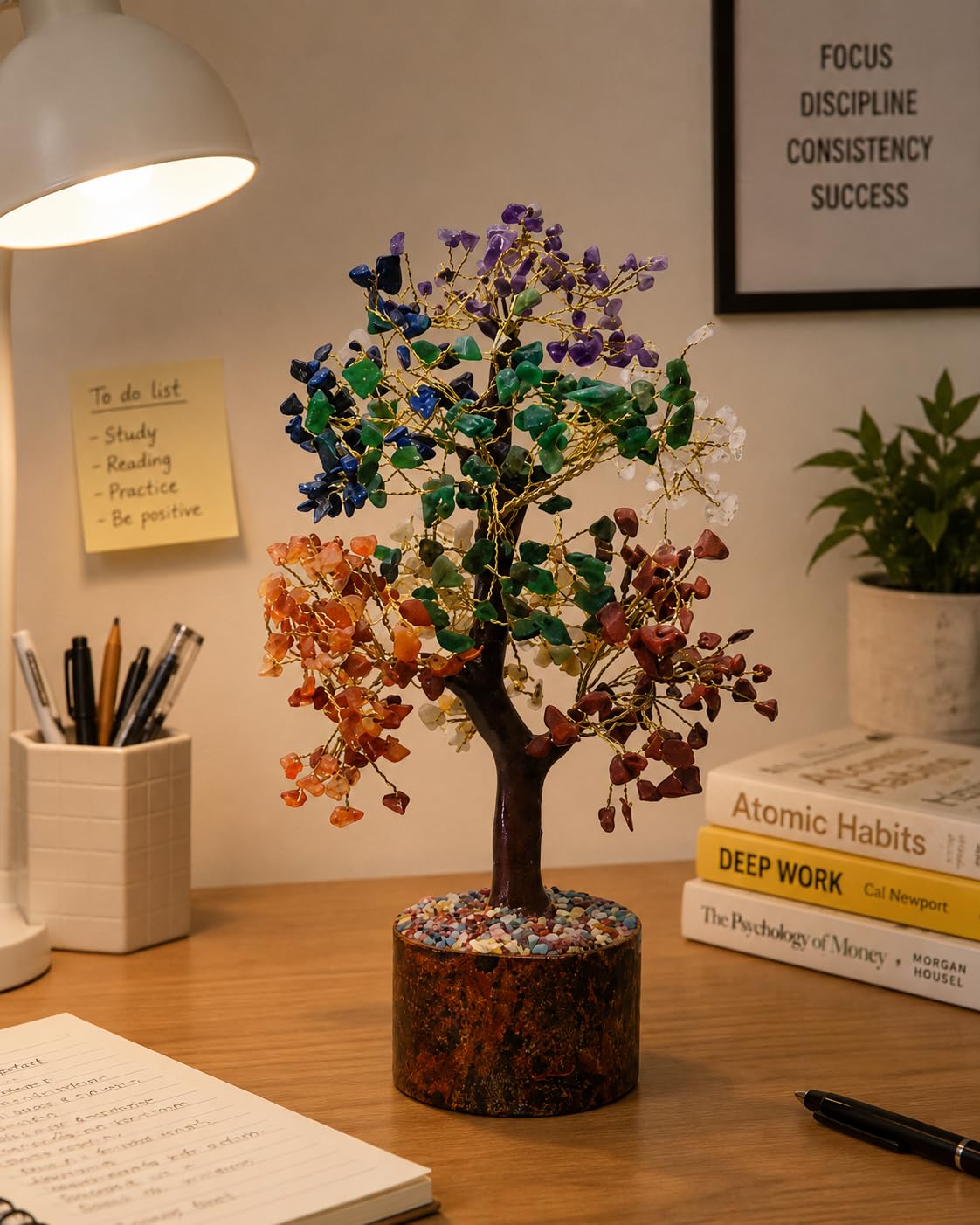 7 Chakra Crystal Tree with 500 Beads for Home Decor & Healing, Handmade Gemstone Bonsai Tree for Positive Energy, Chakra Balancing & Spiritual Gift, Tree for Good Luck (500 Beads)