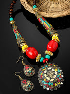 Shining Diva Fashion Latest Stylish Traditional Tibetan Pendant Necklace Oxidised Jewellery Set for Women (15542s)