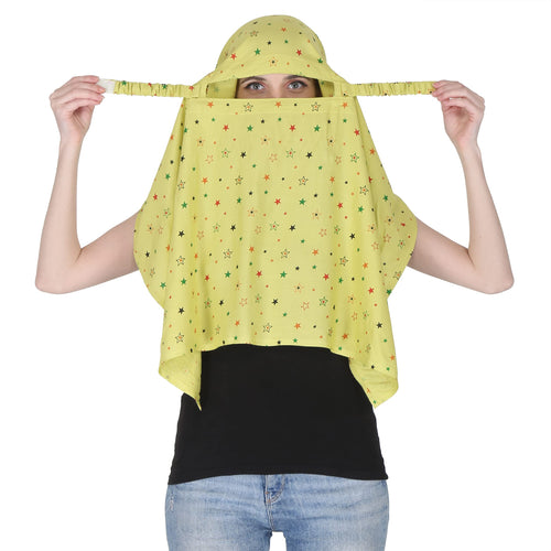 7 season's Cotton Scarf Cum Mask Universal Size Usable For Vehicle Driver For Sunlight UV Protection White Printed Design (Mehndi - S), Female