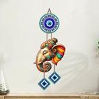 Artvibes Vighnaharta Ganesh Evil Eye Wall Decor for Main Door Entrance | Nazar Protection Hanging for Home Temple Living Room Office | Spiritual Vastu Good Luck Decorative Wall Art Gift (WH_8568N)