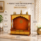 Home and Bazaar Wooden Temple Rajasthani Ethnic Handcrafted Mandir, Pooja Ghar Mandapam - 18x12x24 Inch Brown | Traditional Wood Pooja Mandir Hindu Temple for Home Décor Mandapam