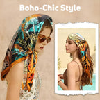 CoolShef Silk Like Satin Scarf for Women Large 35 Square, Lightweight