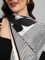 Ravaiyaa - Attitude is everything Women Lightweight Printed 100% Satin Silk Scarf Stoles Breathable Neckerchief Head Beach Wrap Scarves (Black White Butterfly, 70 x 20 Inch)