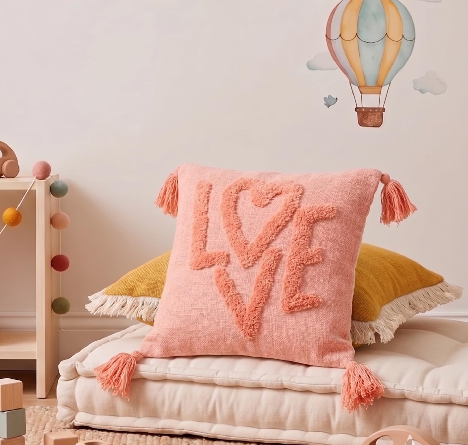 Furnistitchs Premium Decorative Throw Cushion Pillow Cover Boho Home Decor - Living Room Bedroom Couch Sofa Cushion Covers 16 inch x 16 inch (2, Peach Love)
