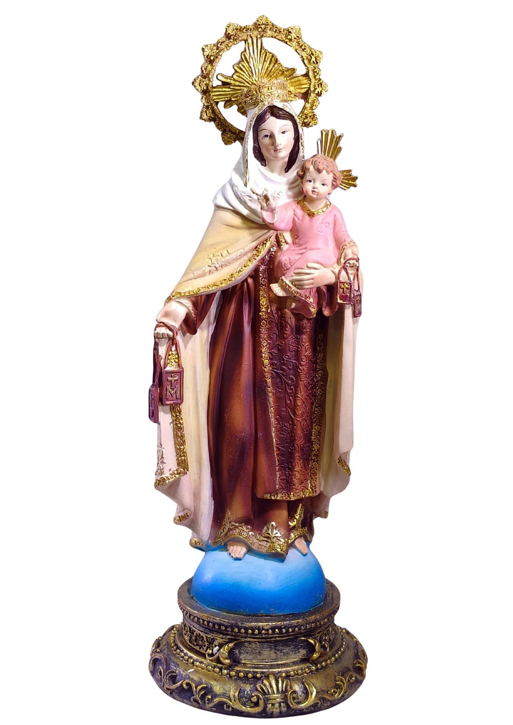 Our Lady of Mount Carmel Statue,Size:12x12x32cm,Polyresin Decoration Gift 12 Inch Base Home Furnishing Christian Home Decor - Traditional Catholic Christian,RS51064A