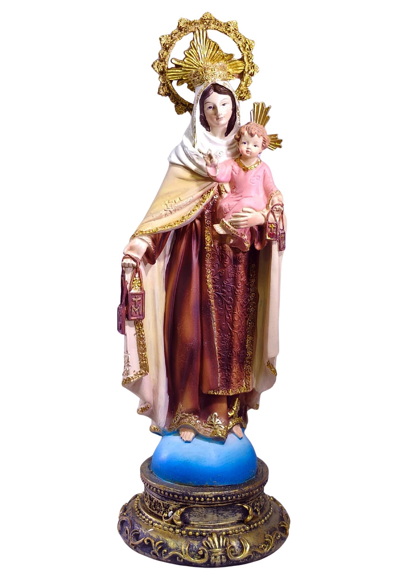 Our Lady of Mount Carmel Statue,Size:12x12x32cm,Polyresin Decoration Gift 12 Inch Base Home Furnishing Christian Home Decor - Traditional Catholic Christian,RS51064A