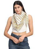 Ravaiyaa - Attitude is everything Sanganer Hand Block Printed Scarves Pure Cotton Scarf Square Hijab Dupatta 40 X 40 Inch (Yellow)