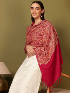 Pashmoda Women Hunar Fine Wool Nalki Embroidered Stole (Size : 28x80in, 71X203cm) EMST02