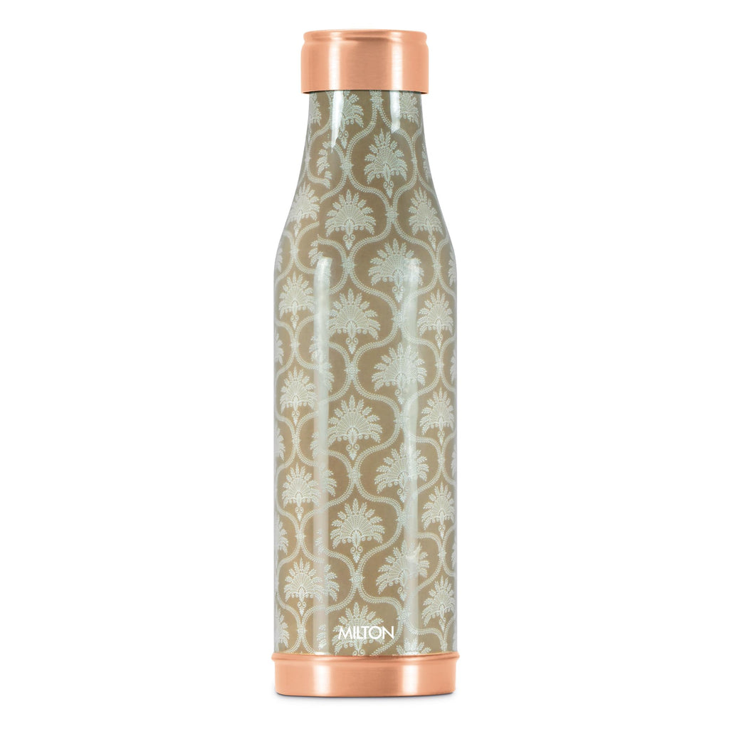 MILTON Copper Charge Design Water Bottle, 850 ml, Royal | Lacquer Coating, Curved bottle | Diwali | Festive | Gifting | Yoga | Home | Kitchen | Vedic