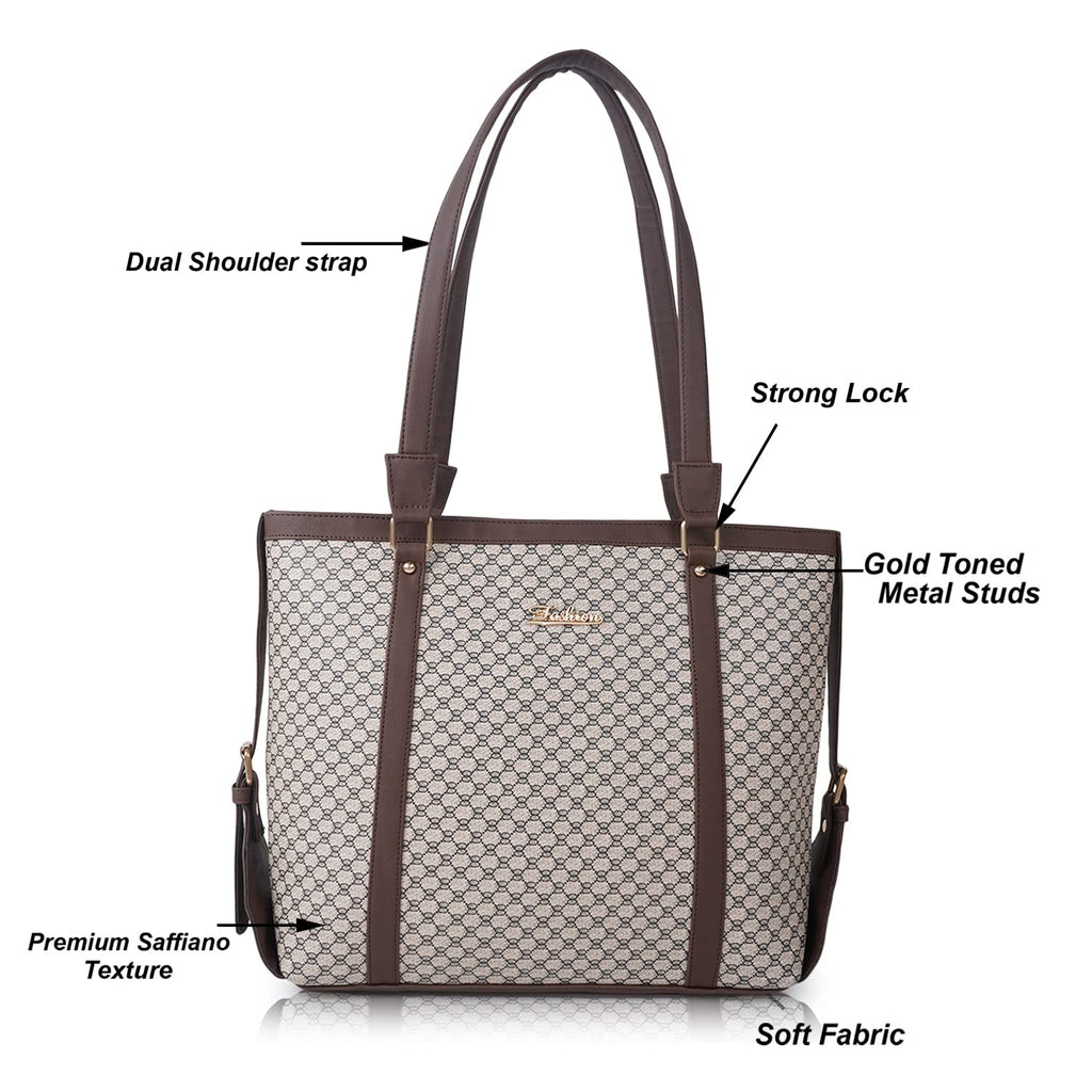 Lookout Fashion Luxe Tote Handbag (fit 15.6 inch laptop) (Beige)