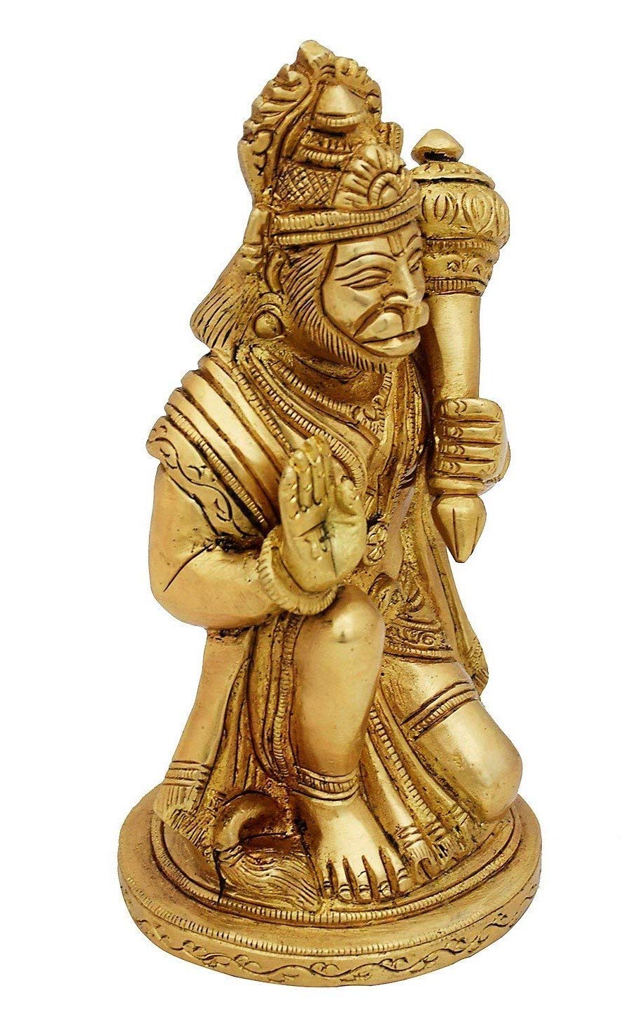 ARTVARKO Brass Lord Hanuman Ji Murti Bajrangbali with Gada Bhagwan Statue Showpiece Pooja Gift 6 Inch