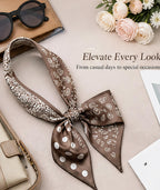 Voxlap Brown Satin Skinny Scarf Headband 90x6.5cm - Versatile Boho Hair & Neck Accessory