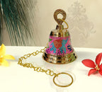 DSH Brass Hanging Bells for Puja Room Decoration Items Hanging Bell for Mandir Temple Decor Ghanti for Mandir. (Pink, H-4.5 Inch)