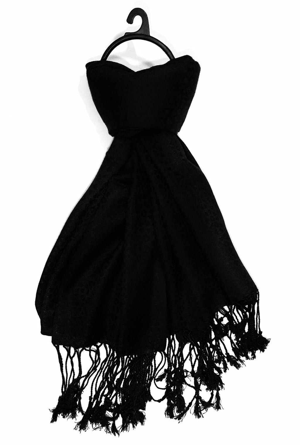 Chandwasia Viscose Scarf Stole & Shawl | Travel Office Casual Styling For Girls Women Men Summer Winter Use | Black | Viscose Fabric | 28x72 Inches | Self Design Sent Randomly