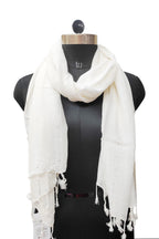 URBAN LADIIIZ Solid Sequin Stole with Tassels for Women & Men – Soft Lightweight Rayon Fabric | Available in 10+ Colours (WHITE)