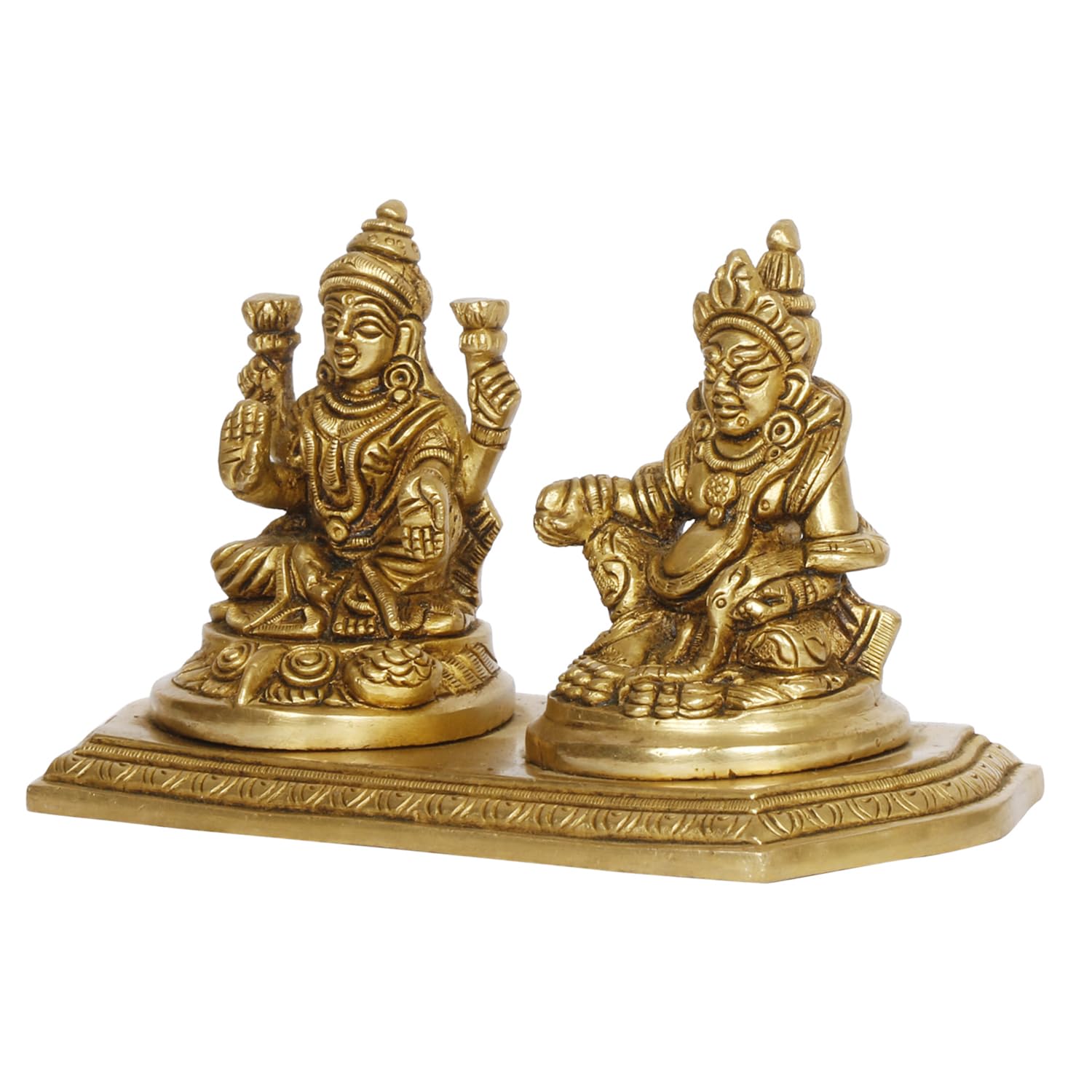 ARTVARKO Brass Lakshmi Kuber Sitting Statue Murti Laxmi Kuber Maharaj for Prosperity Money Home Office Puja Gift 6 Inch