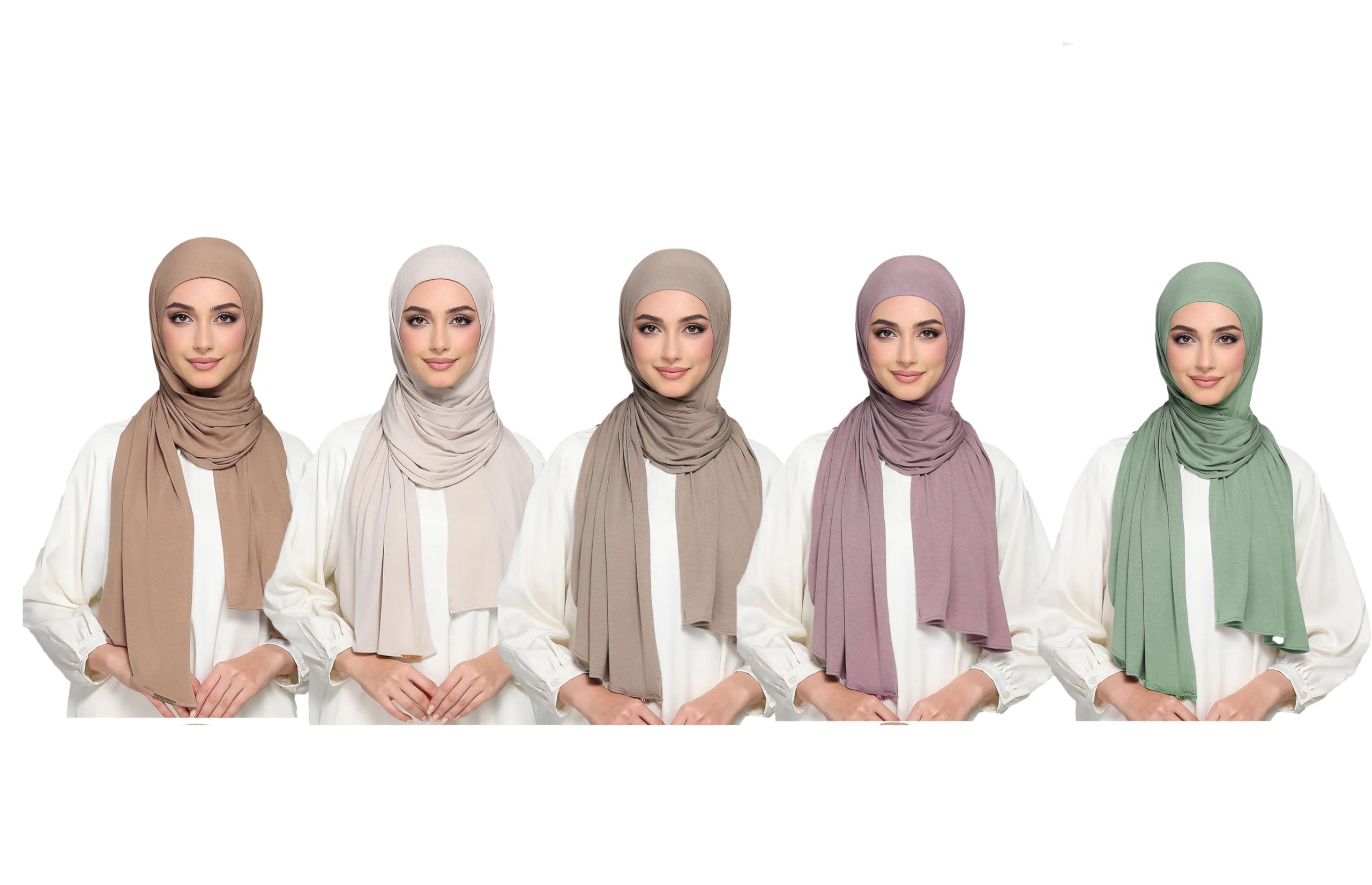 ICW Women's UV Protection Light Weight Jersey Cotton Summer Scarf Stoles Shawl head scarves for girls Dn02 (Pack of 5)