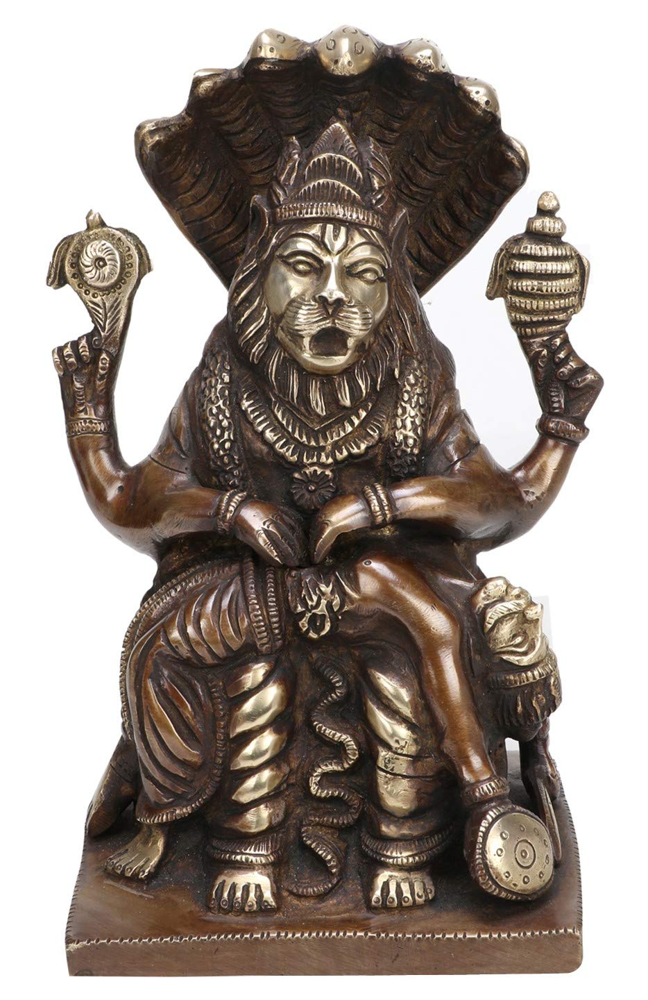 ARTVARKO Antique Brass God Narasimha Statue Lord Religious Idol Home Decor Height 8.5 