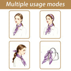 FFZDENA 4-Piece Hair Scarf for Women, Retro Landscape Silk-Feel Satin Scarf, Stylish Purse Headband and Handbag Ribbon Accessories