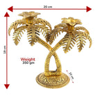 KridayKraft Metal Gold Plated (Palm) Khajur Candle Holder for Home Hotal Decor Candle Stand Tree Statue for Candle Light Dinner & Dining Table Decorative Showpiece for Decoration & Gift Purpose...