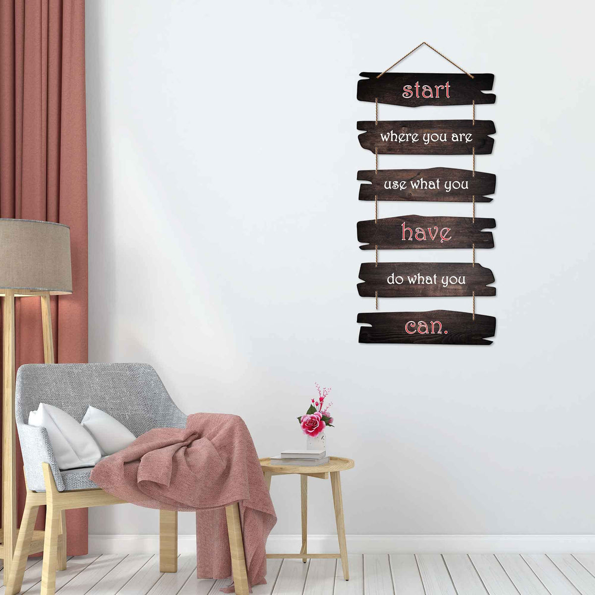 Artvibes Start Where You Are Wall Hanging Wooden Art | Quotes Decor Item | Wall Poster | Office Wall Decoration Items | Inspirational Quotes Wall Art | Mdf Wall Decoration | Gift Items (WH_3224N)