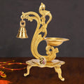 Artvarko Brass Bird Peacock Traditional Hanging Bell Diya Oil Lamp Stand Diwali Puja Home Office Temple , 8 Inches