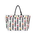 AQVA Stripe Printed Tote Bag for Women | Ladies Casual Handbag for Shopping, Travel with Top & inner Zip Pocket | Versatile Trendy Handbag for College Girls (Black stem)