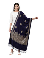 Pashmoda Women Kashmiri Aari Embroidery Stole (Size: 71X203 CM) (Navy Blue)