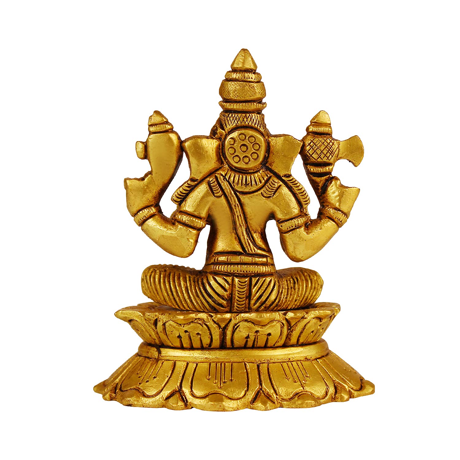 Svarup Brass Sitting Ganesha Idol in Gold Color Height 5 Inch Weight 0.37 Kg