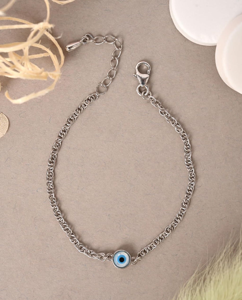 Clara 925 Silver Evil Eye Chain Adjustable Bracelet Gift for Women & Girls