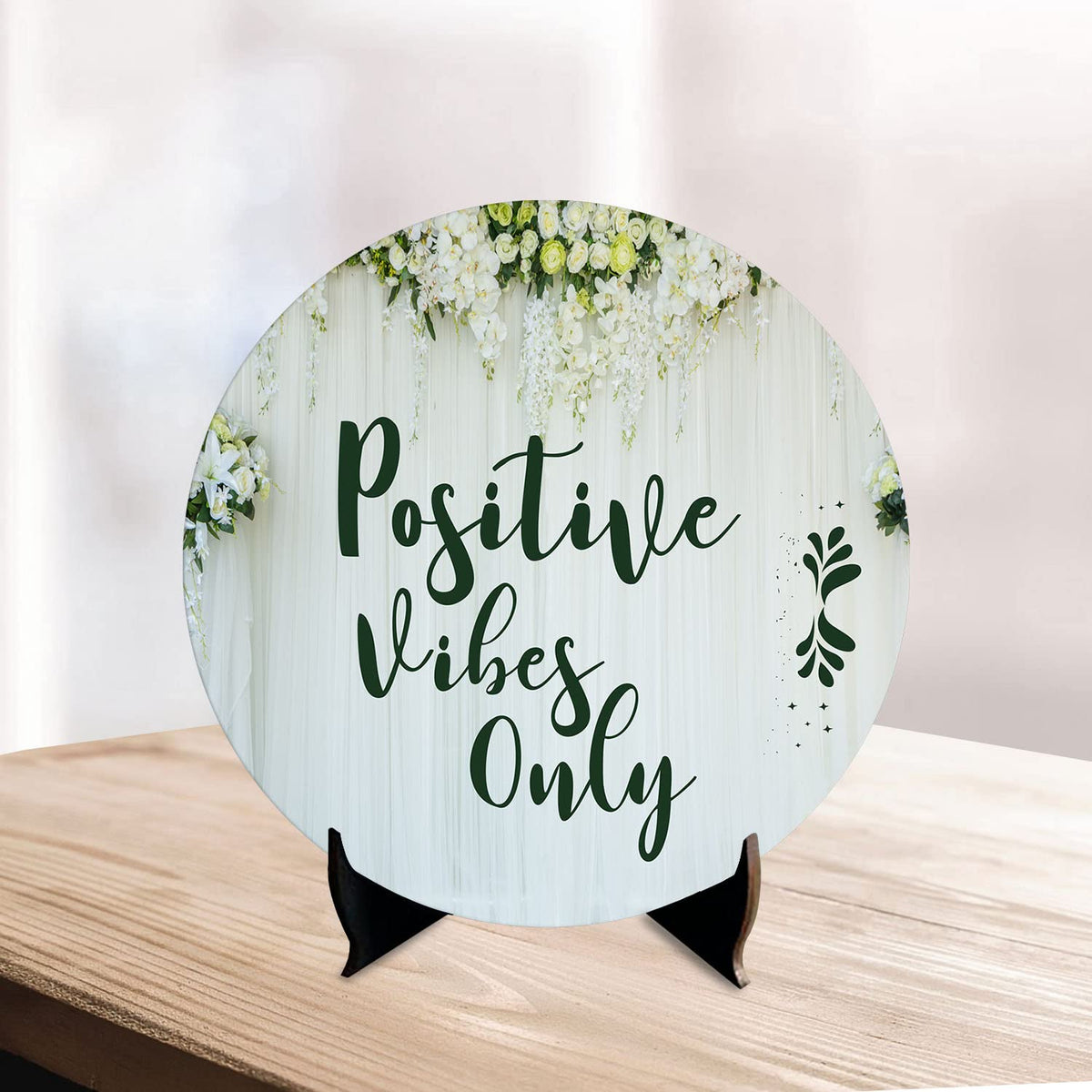 Artvibes Wooden Showpiece Idols and Figurines for Home and Office Decor|Stylish Quotes Positive Vibes Only for Table|Desk|Livingroom|Modern Art Design|Motivational Show Piece (SP_1215)