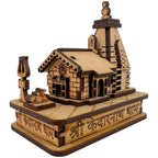 ANI DIVINE Kedarnath Temple The Place of Light in Wood Miniature Small | Hand Crafted Wooden Temple for Gifting, ShowPiece, Temple