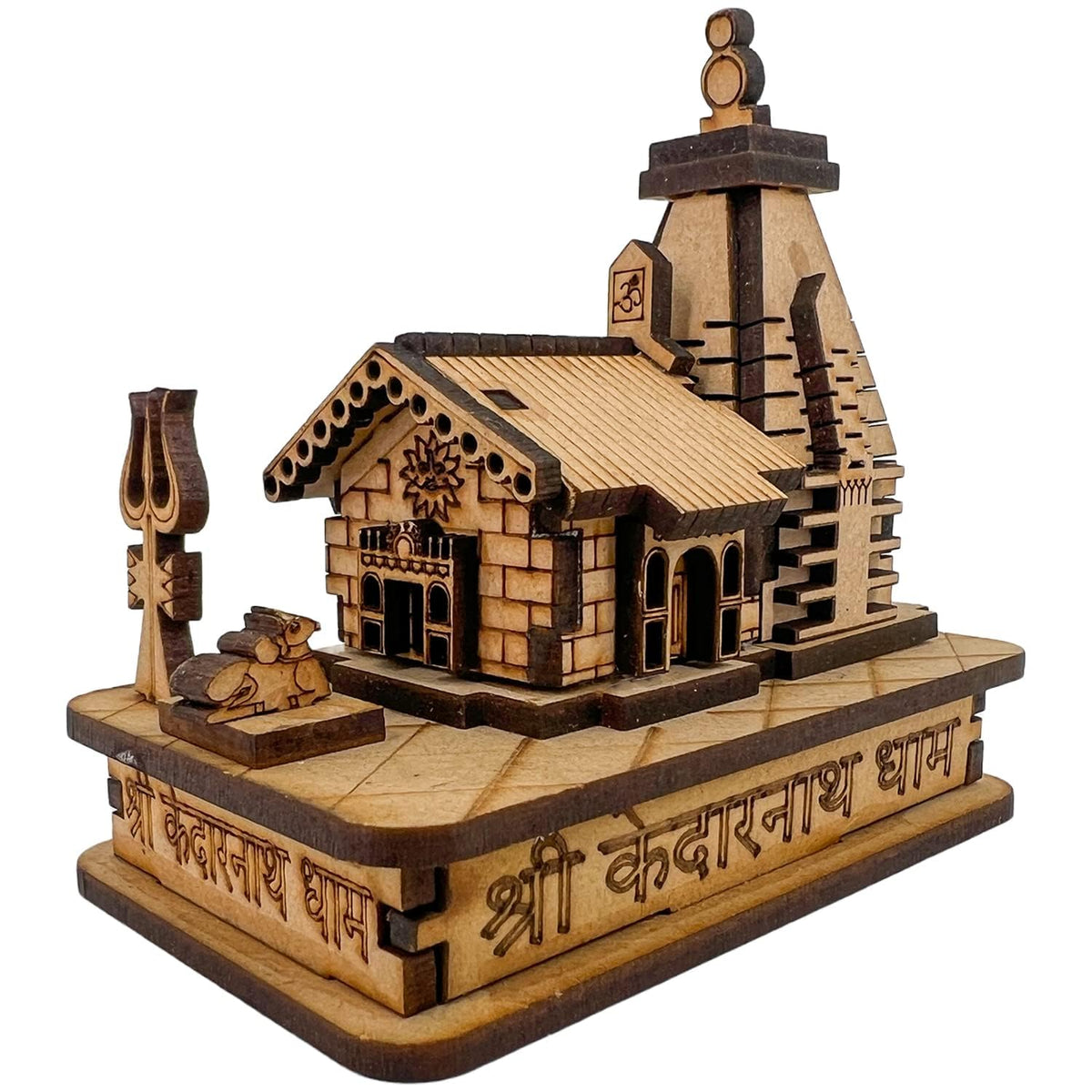 ANI DIVINE Kedarnath Temple The Place of Light in Wood Miniature Small | Hand Crafted Wooden Temple for Gifting, ShowPiece, Temple