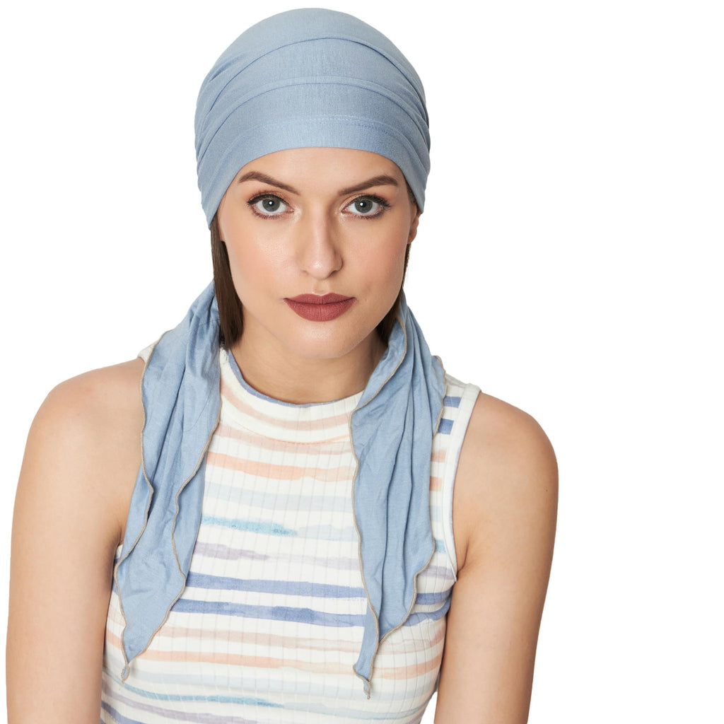 The Headscarves Women Bamboo Pre Tie Scarf (HS107 Faded Denim)