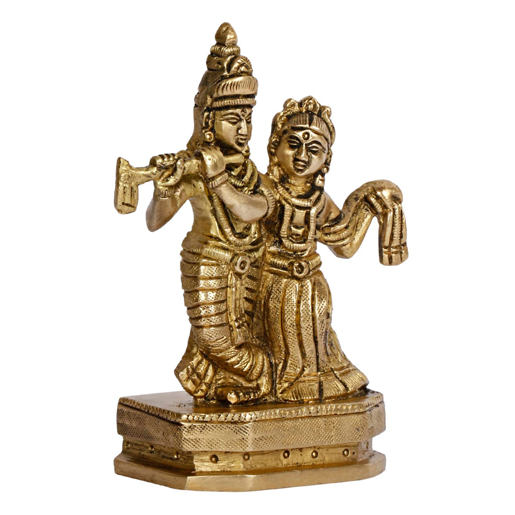 ARTVARKO Brass Radha Krishna Idol Kishan Raadha Statue for Temple Home Office Decoration Gift Showpiece(9x4x11 cm)