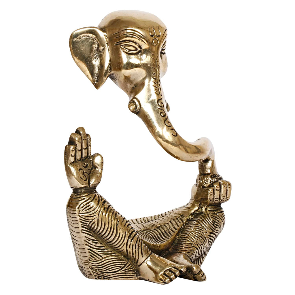 ARTVARKO Brass Designer Ganesha Statue Modern Art Ganesh Ganpati Sitting Blessing Idol Sculpture for Home Diwali Puja Gifts 6 Inch