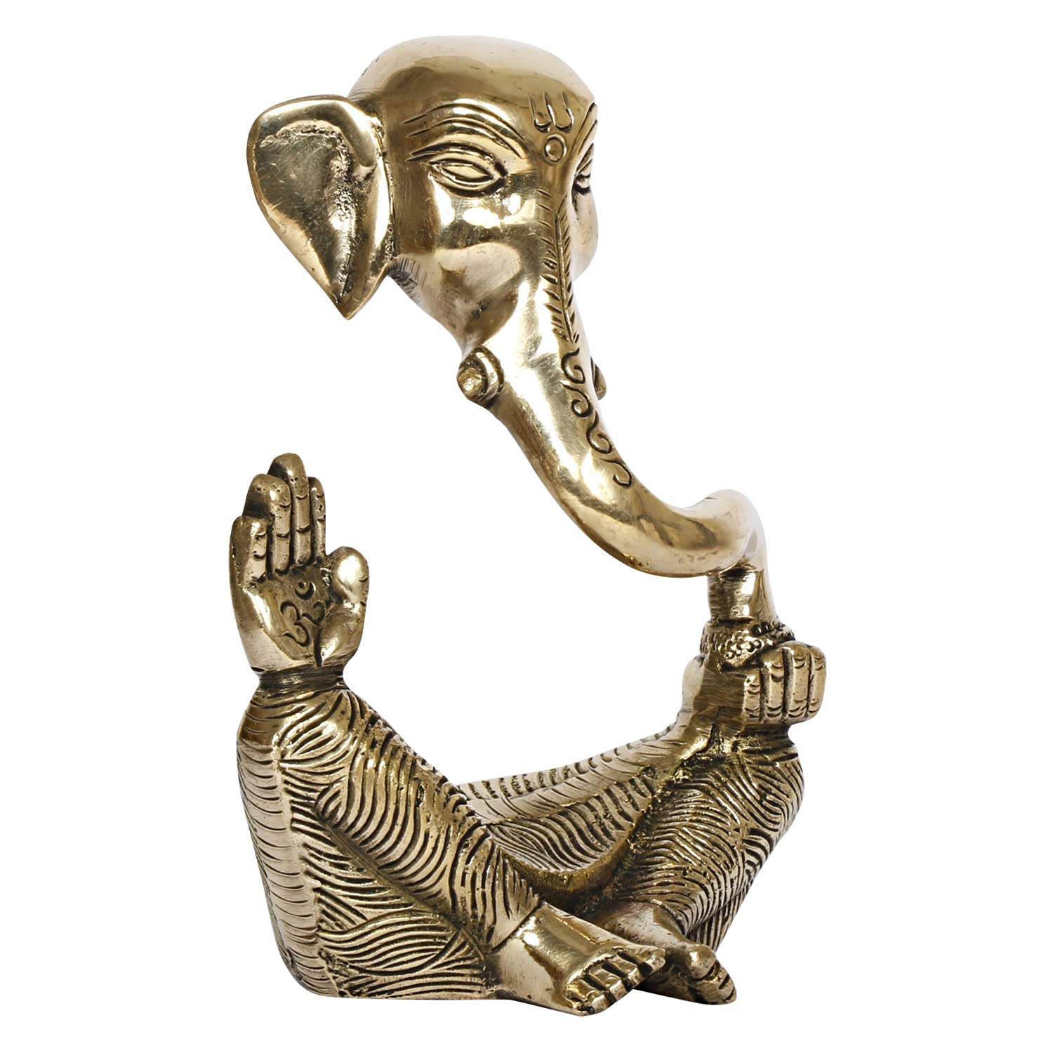 ARTVARKO Brass Designer Ganesha Statue Modern Art Ganesh Ganpati Sitting Blessing Idol Sculpture for Home Diwali Puja Gifts 6 Inch