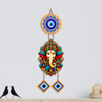 Artvibes Siddhivinayak Wall Hanging with Evil Eye Protection for Home Decor | Nazar Dosh Removal Hanging for Entrance Temple Bedroom Office | Spiritual Vastu Lucky Charm Decorative Gift (WH_8565N)