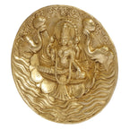 ARTVARKO Goddess Lakshmi Carved Brass Gajalakshmi Laxmi Devi with Elephant Idol Entrance Door Wall Decor for Home Office Gift 7.5 Inch.