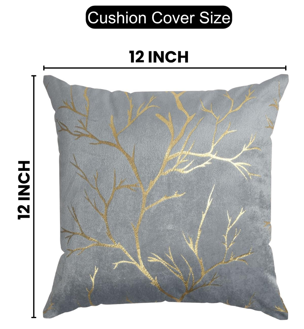 Stuffique Velvet Foil Cushion Covers 12 inch x 12 inch Set of 5, Grey