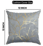 Stuffique Velvet Foil Cushion Covers 12 inch x 12 inch Set of 5, Grey
