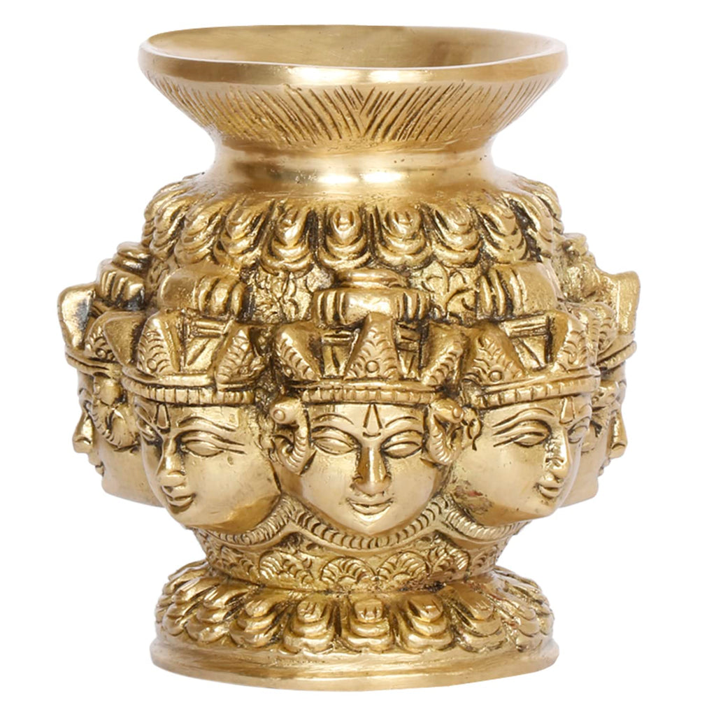 ARTVARKO Brass Ashtalakshmi Ashta Lakshmi Kalash Lota with 8 Laxmi Head for Wealth Prosperity Puja Temple Home Office Decoration Gift 4 Inch