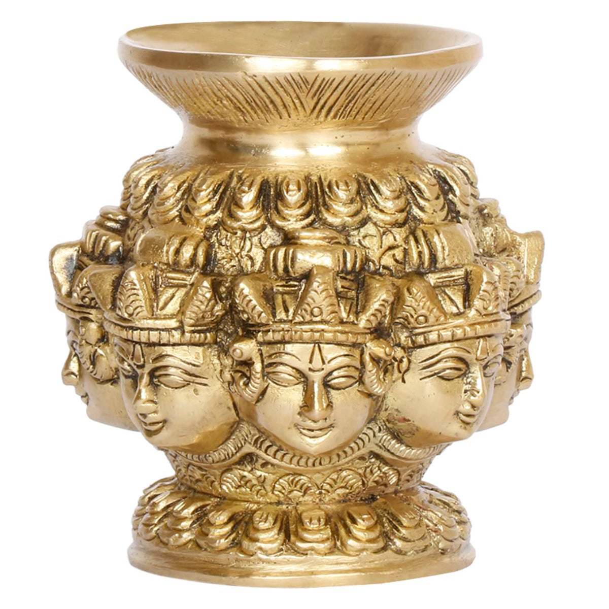 ARTVARKO Brass Ashtalakshmi Ashta Lakshmi Kalash Lota with 8 Laxmi Head for Wealth Prosperity Puja Temple Home Office Decoration Gift 4 Inch