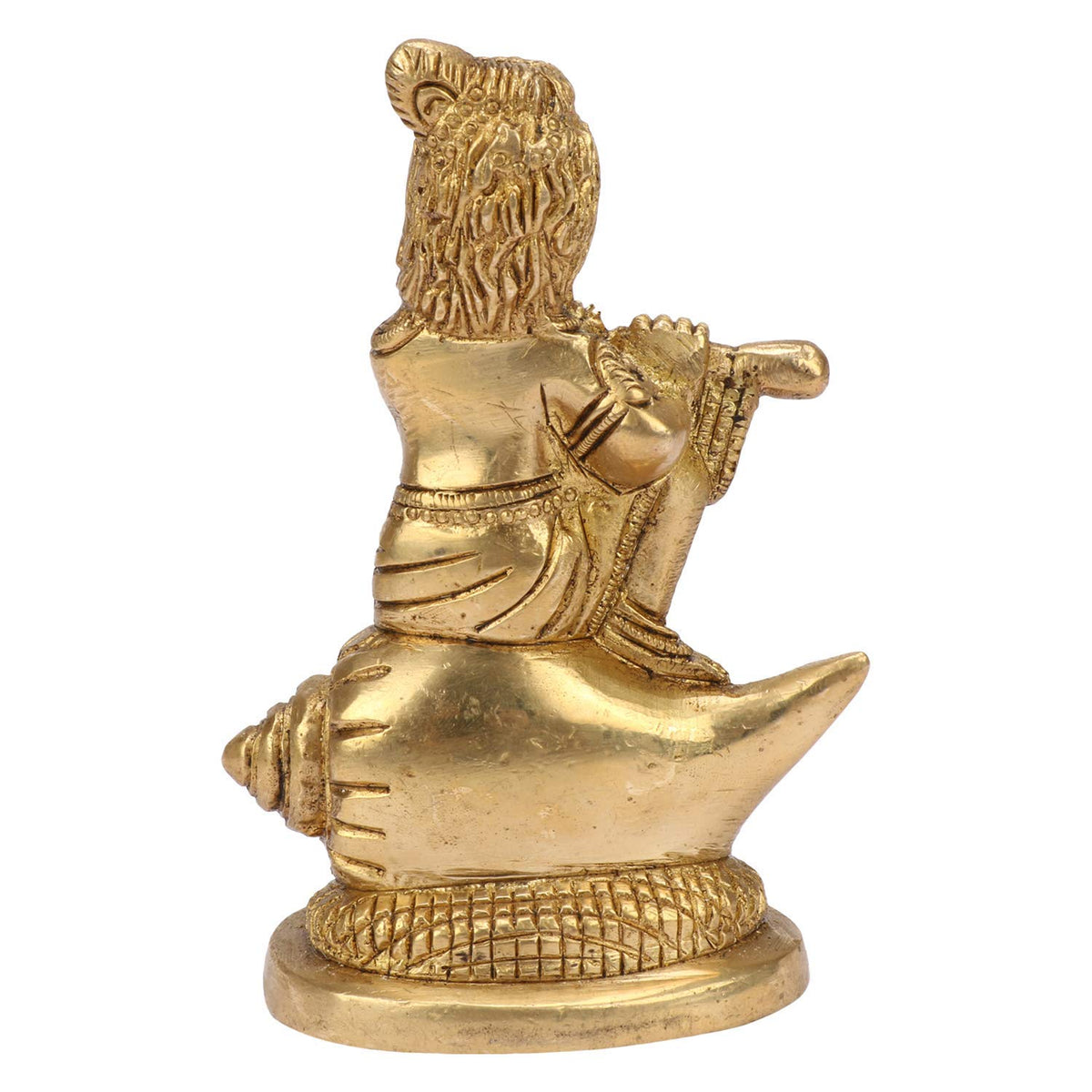 SVARUP Brass Bal Krishna Bhagwan Sitting on Shankh in Gold Color Height 4.5 Inch