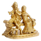 SVARUP Brass Radha Krishna Bhagwan Murti on Sofa in Gold Color Height 5.5 Inch
