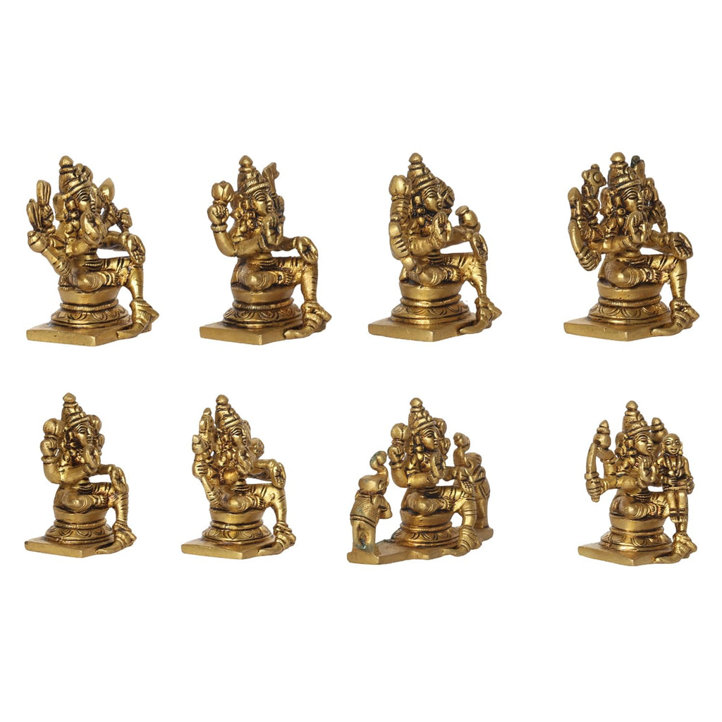 ARTVARKO Brass Ashtalakshmi Laxmi Set of 8 Pcs Ashta Lakshmi Luxmi for Home Office Décor Gift Small Size 3 Inch